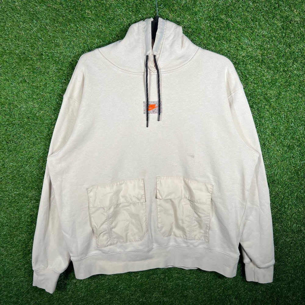 Nike Sportswear Cargo‎ Pocket Hoodie Beige Tan Mens Large